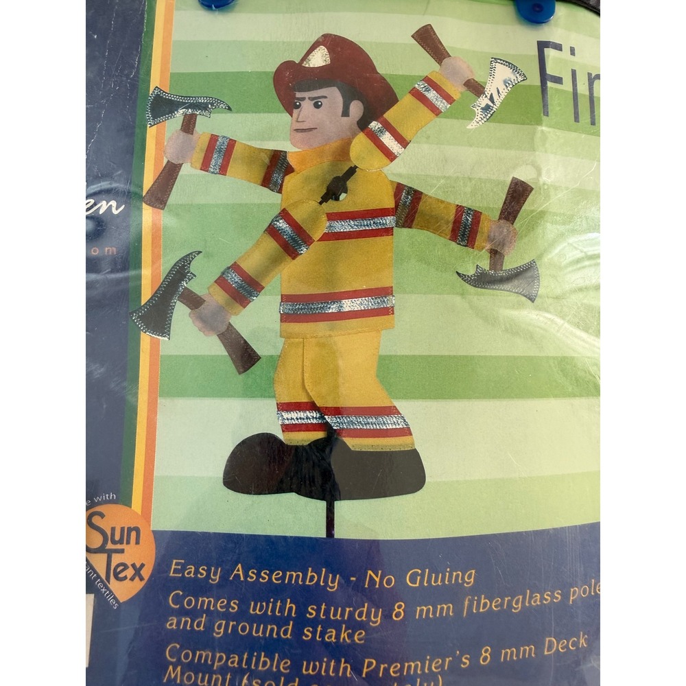 WhirliGig Spinner Fireman Yard Stake Wind Garden Decor Sun Tex 8" X 19.5"